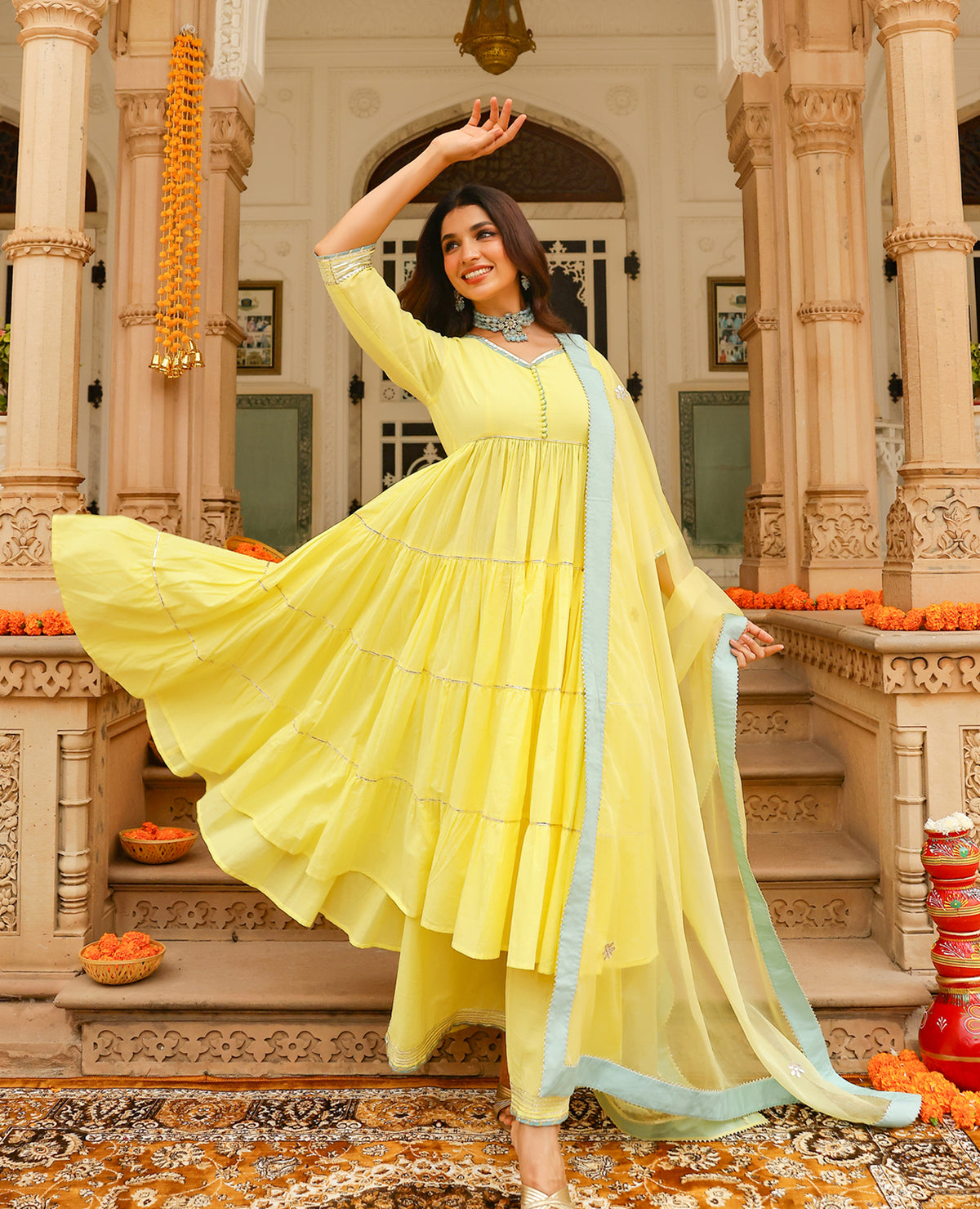 Butter Yellow Cotton Suit Set