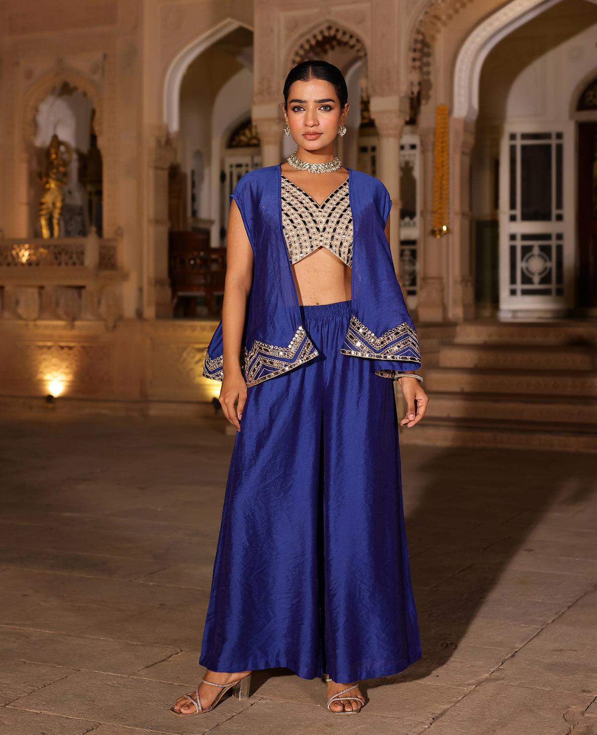 Sheesha Blue Chanderi Coord Set