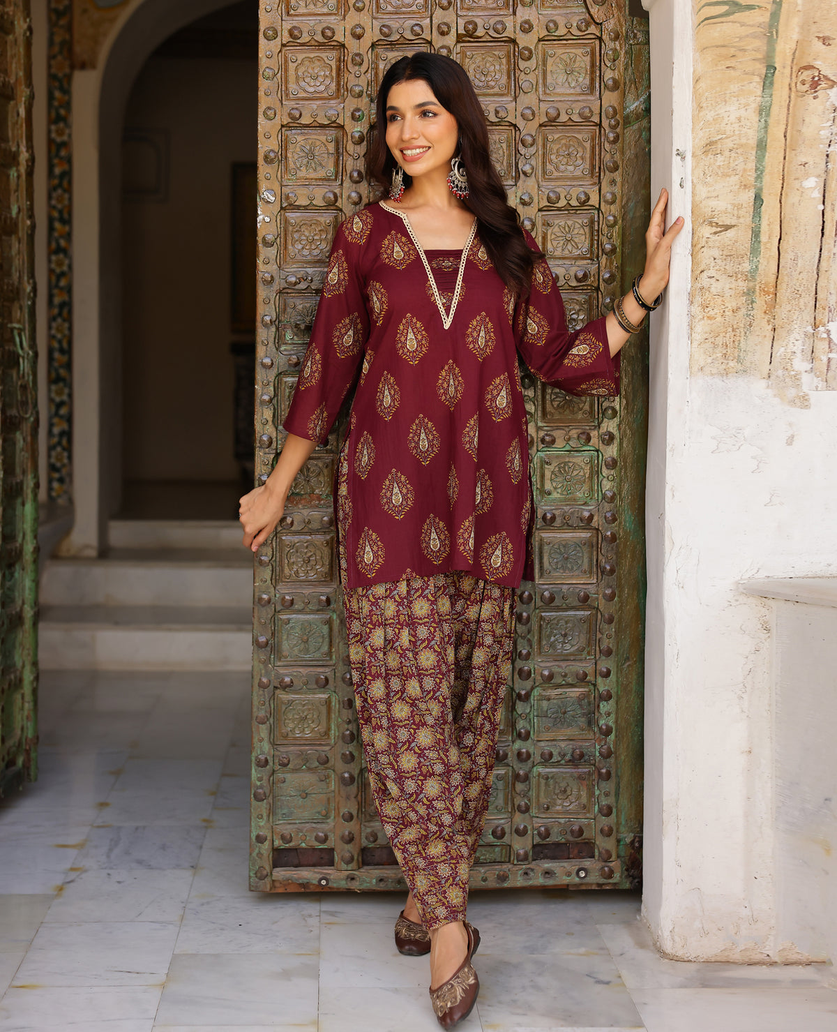 Kaira Purple Printed Cotton Kurta Set