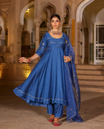 Jashri Blue Chanderi Suit Set