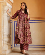 Anaya Purple Printed Cotton Suit Set