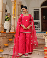 Kiran Pink Chanderi Suit Set