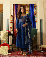 Ratnara Blue Rayon Crush Suit Set