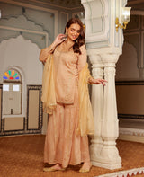 Ruhi Beige Jacquard Suit Set