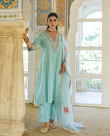 Aabroo Blue Chanderi Suit Set