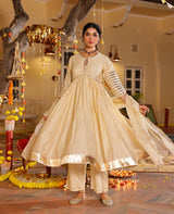 Bahaar Beige Chanderi Suit Set