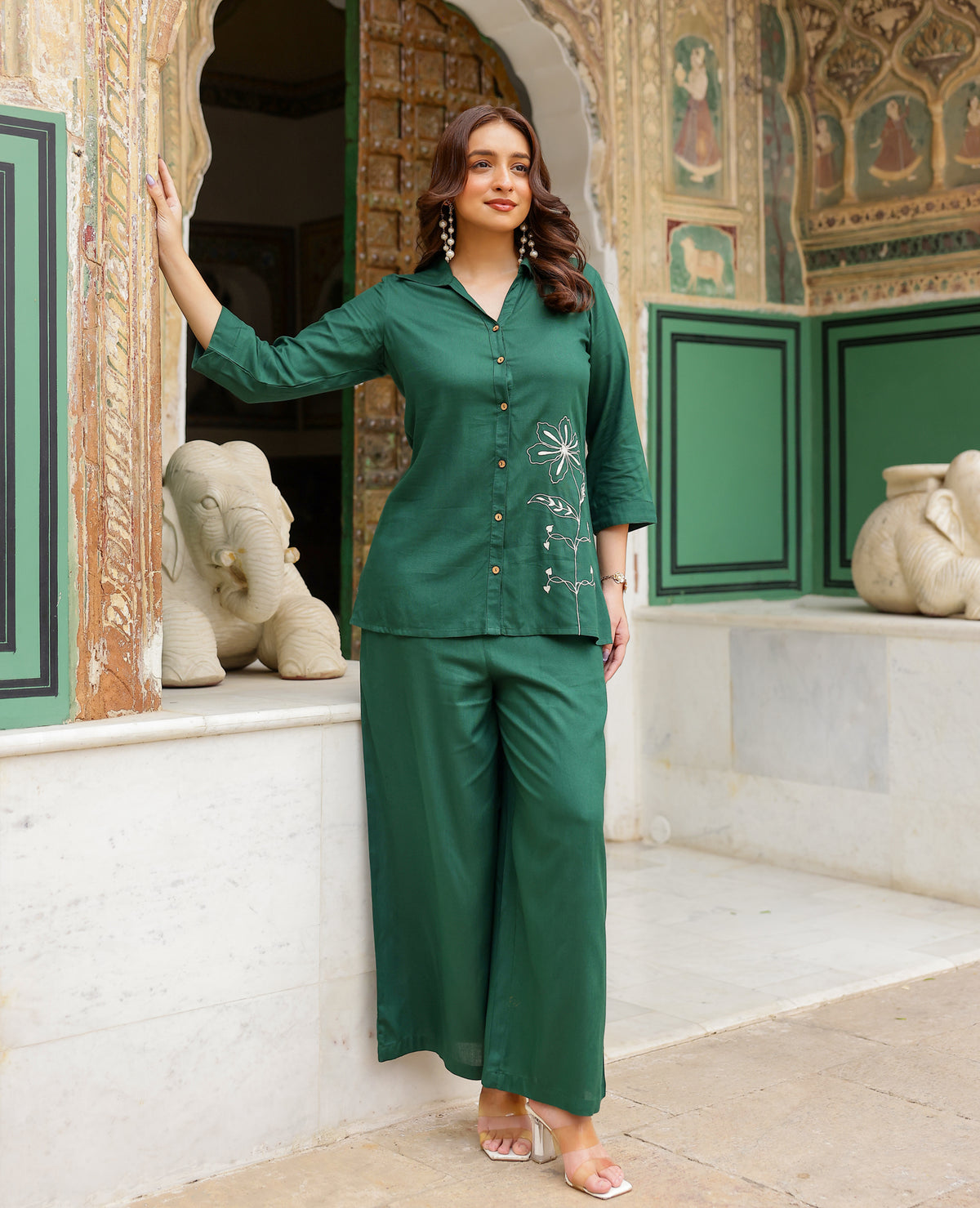 Bela Green Rayon Coord Set