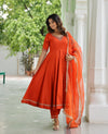 Sakhi Rust Orange Cotton Suit Set