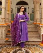 Iris Purple Cotton Suit Set