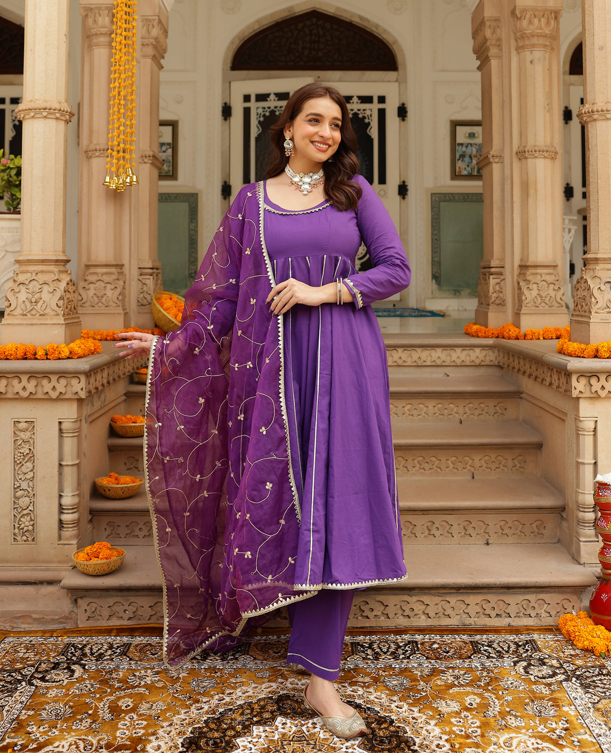Iris Purple Cotton Suit Set