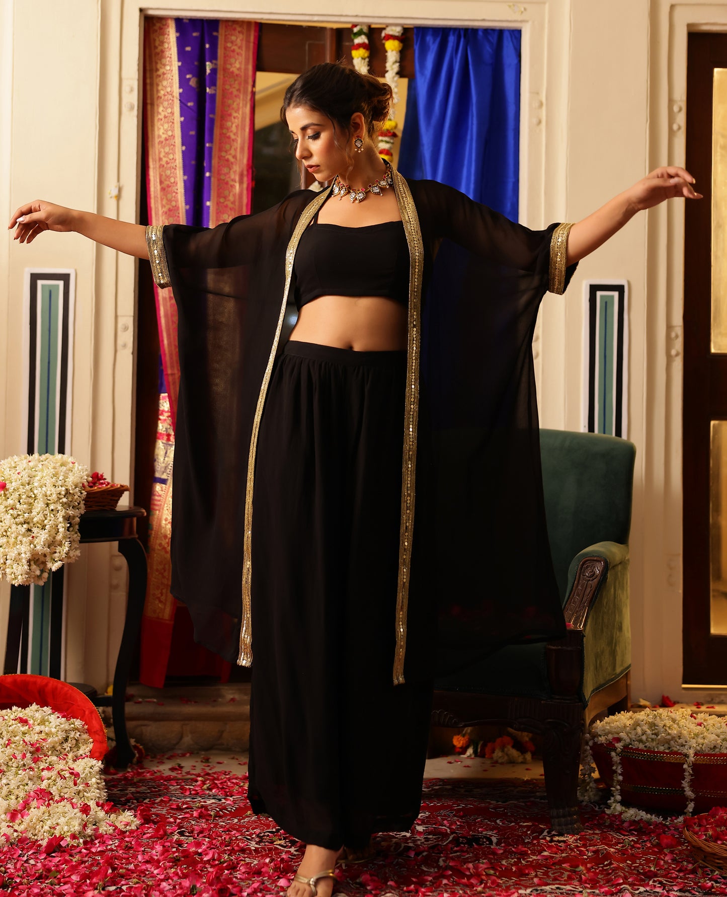 Rajsi Black Georgette Coord Set