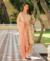 Gulabo Off White Printed Cotton Suit Set
