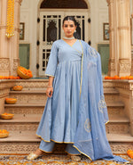 Rukh Blue Cotton Suit Set