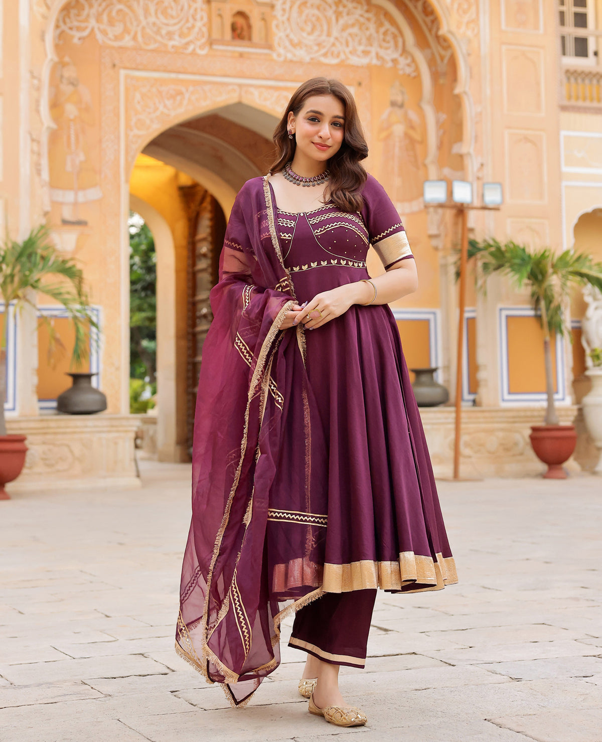 Chandni Purple Chanderi Suit Set