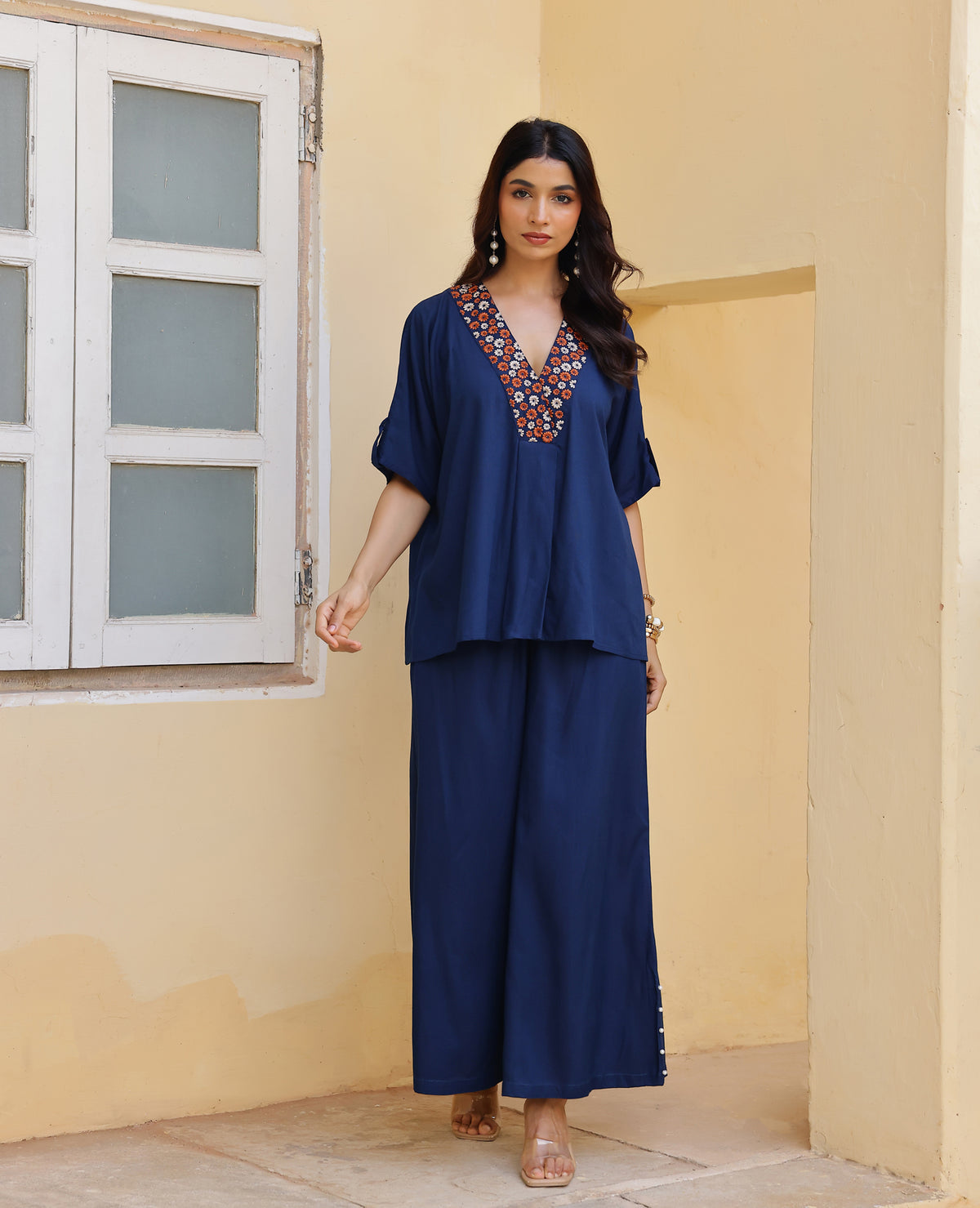 Meera Blue Rayon Coord Set
