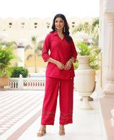 Kantha Pink Chanderi Coord Set