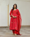 Surkh Red Chanderi Suit Set