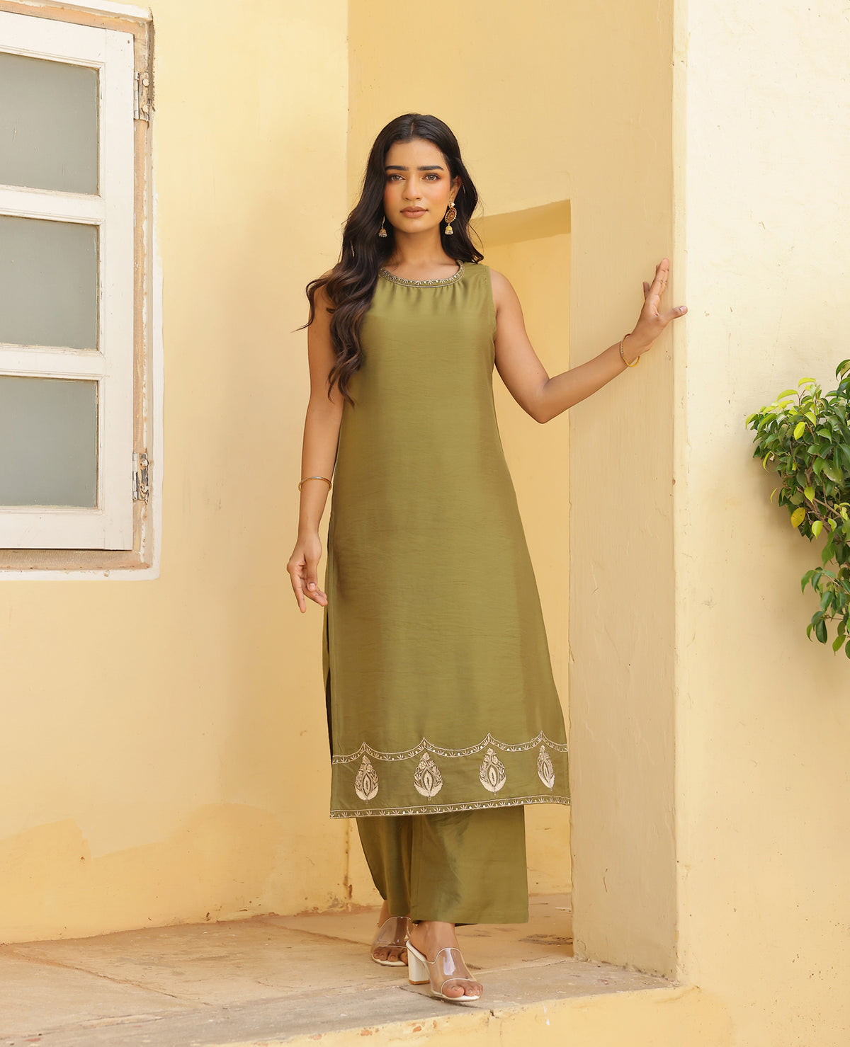 Kavya Green Chanderi Kurta Set