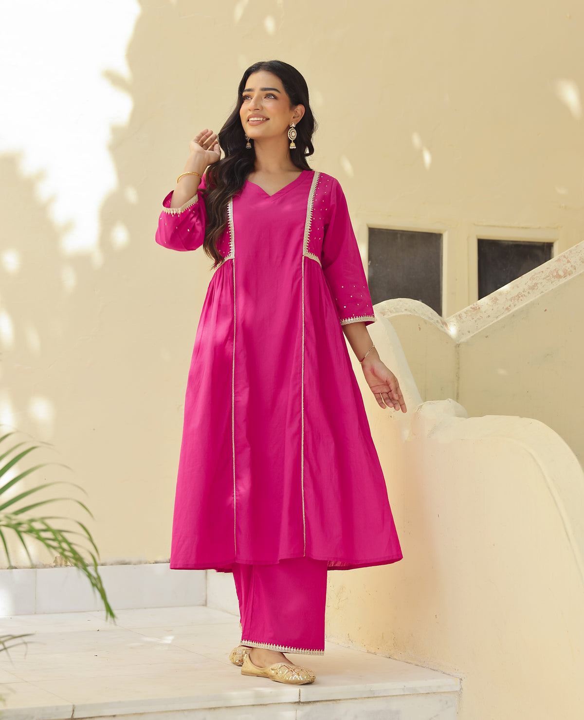 Sitara Pink Cotton Kurta Set