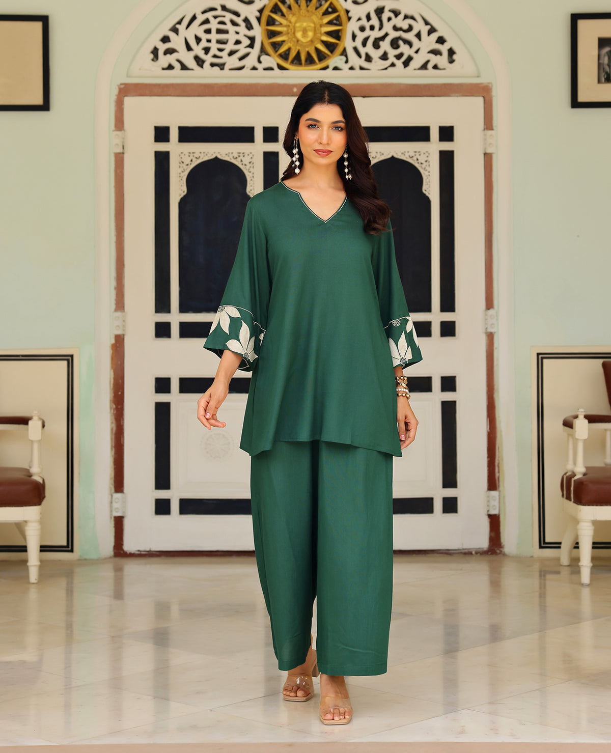 Sia Green Rayon Coord Set