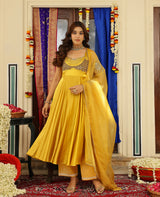 Chandra Mustard Satin Suit Set