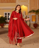 Gul Maroon Chanderi Suit Set