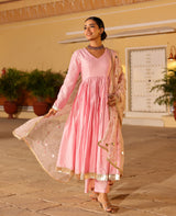 Taana Pink Chanderi Suit Set