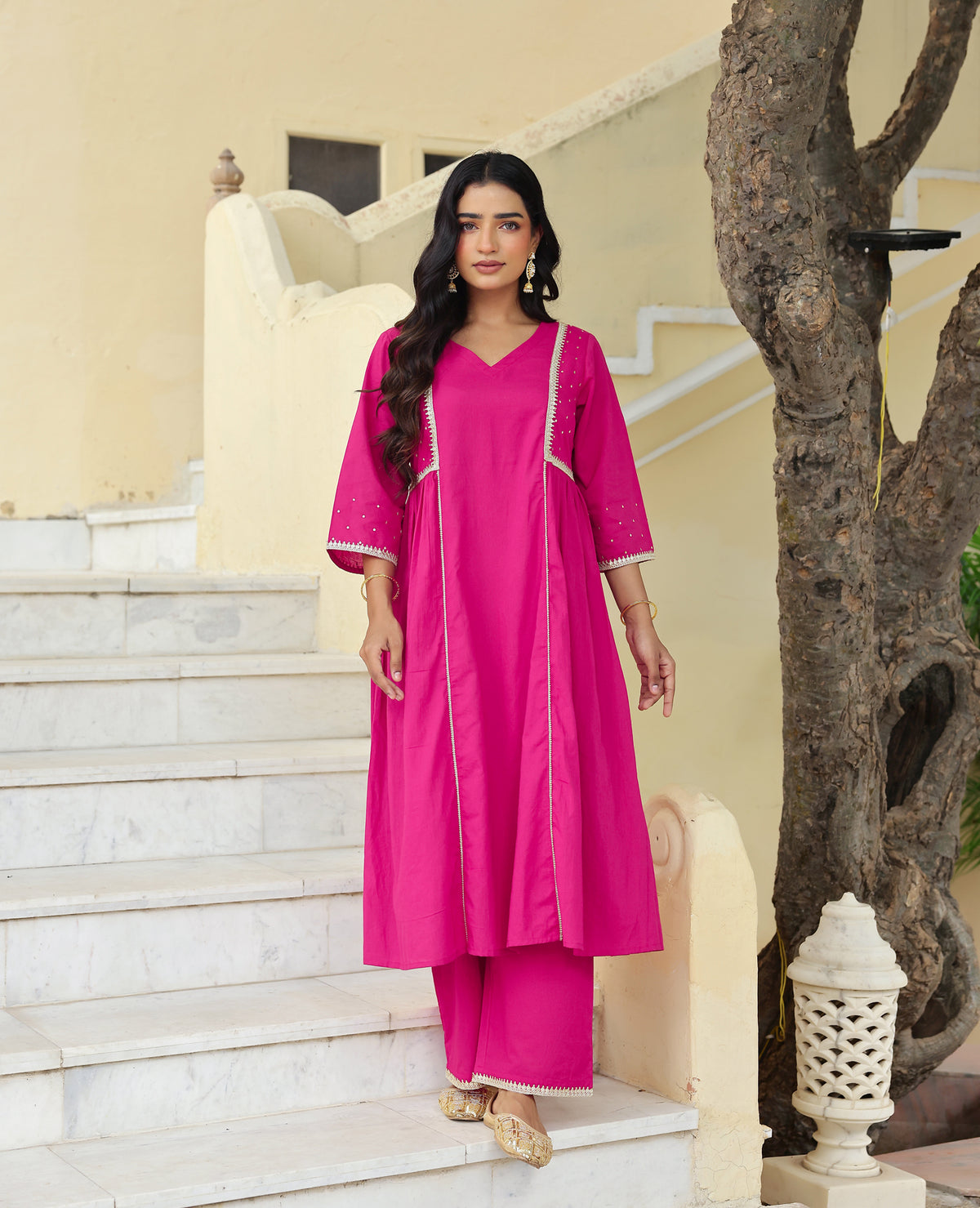 Sitara Pink Cotton Kurta Set