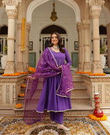 Iris Purple Cotton Suit Set
