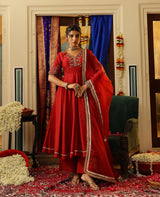 Vasudha Maroon Chanderi Suit Set