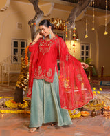 Kasturi Red Chanderi Suit Set