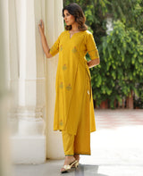 Vani Mustard Mul Chanderi Kurta Set
