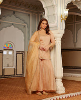 Ruhi Beige Jacquard Suit Set