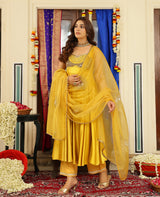 Chandra Mustard Satin Suit Set