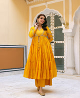 Husnara Mustard Chanderi Coord Set