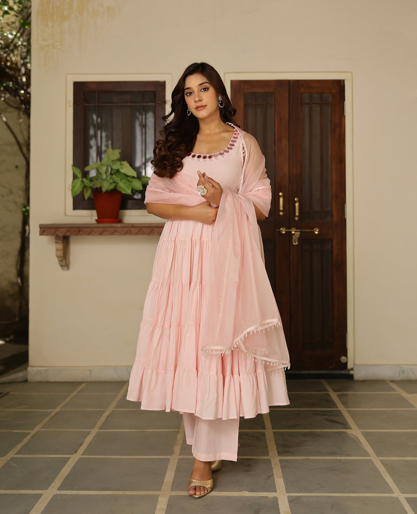 Kusum Pink Cotton Suit Set