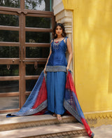 Aaria Blue Chanderi Suit Set