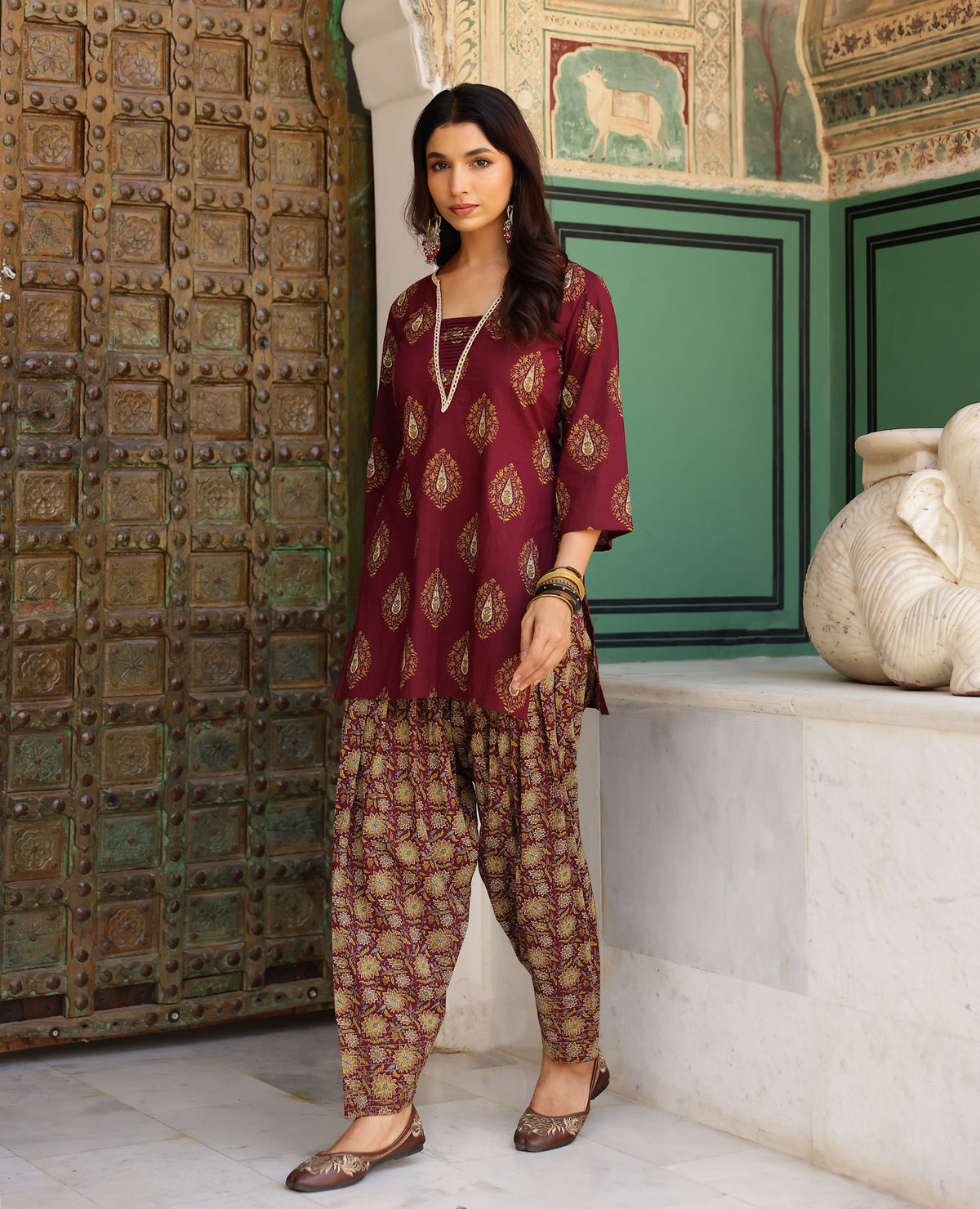 Kaira Purple Printed Cotton Kurta Set