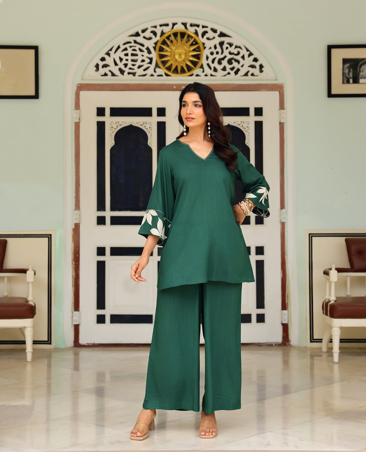 Sia Green Rayon Coord Set