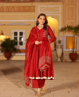 Gul Maroon Chanderi Suit Set