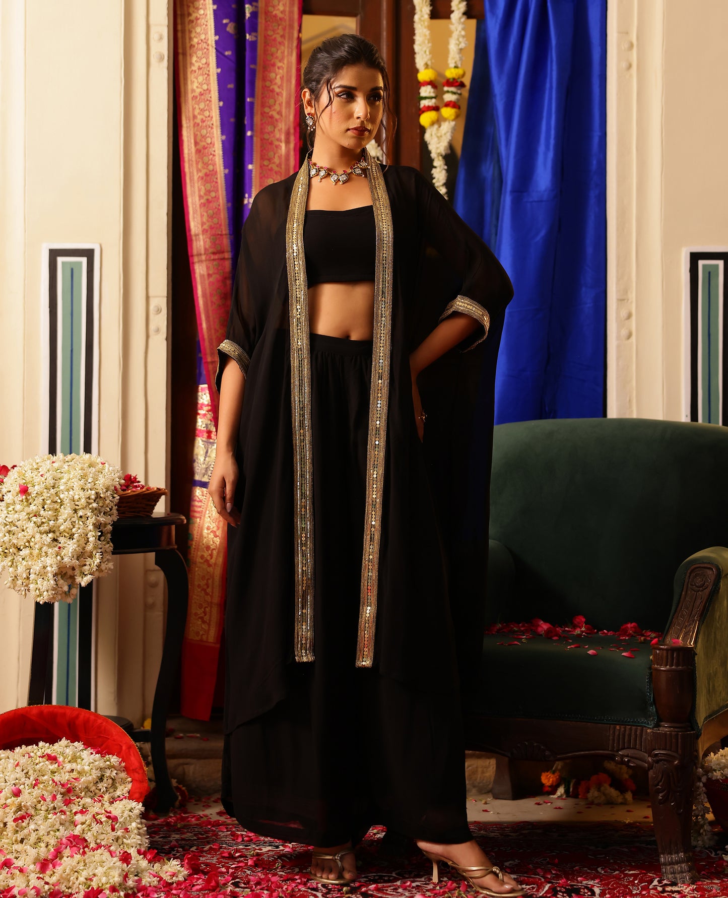 Rajsi Black Georgette Coord Set