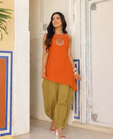 Chand Orange Cotton Coord Set