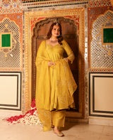 Khaas Neon Green Chanderi Aangi Suit Set