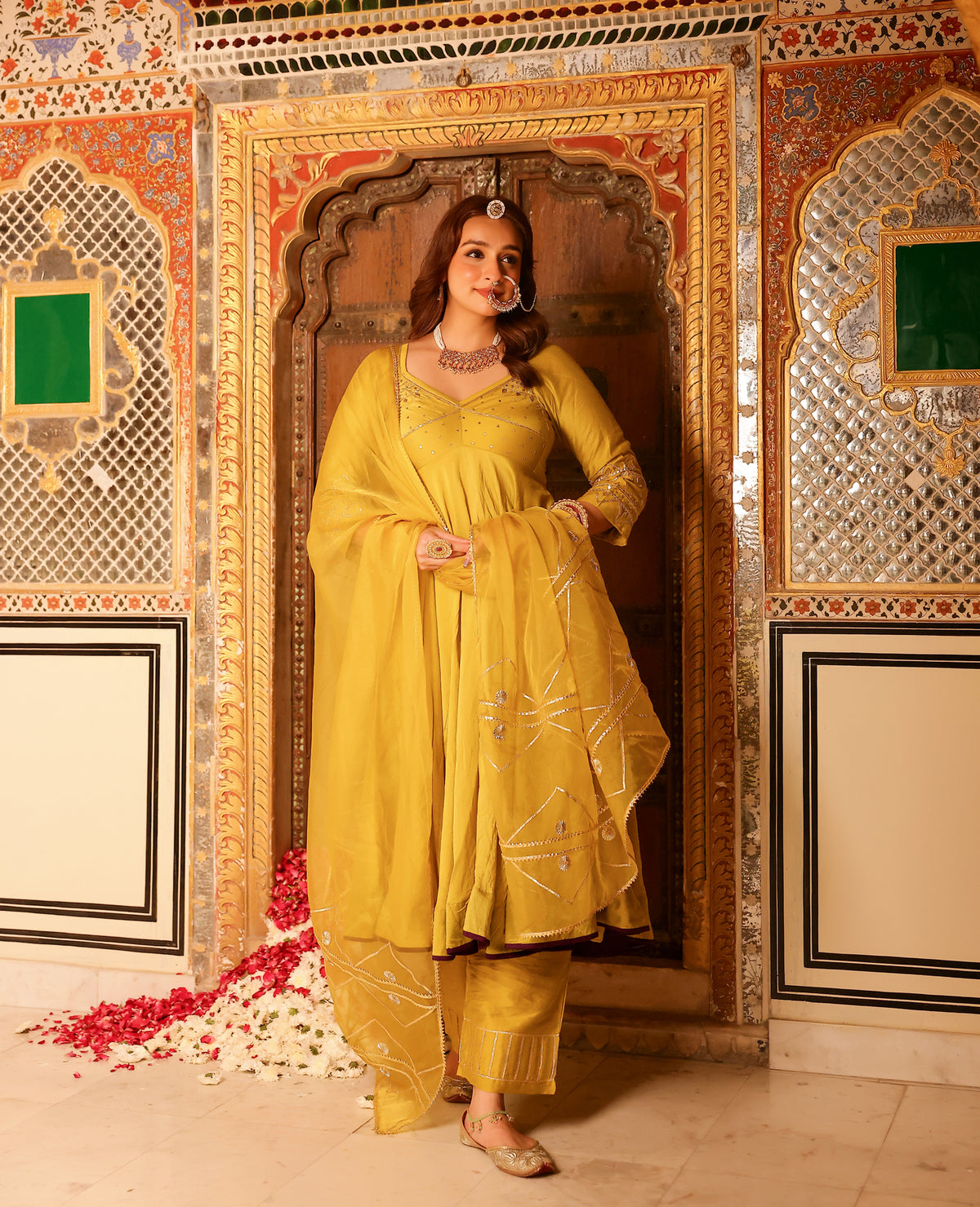 Khaas Neon Green Chanderi Aangi Suit Set
