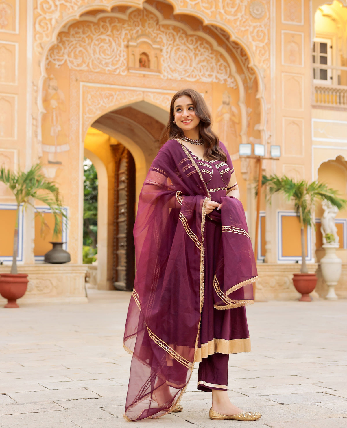 Chandni Purple Chanderi Suit Set