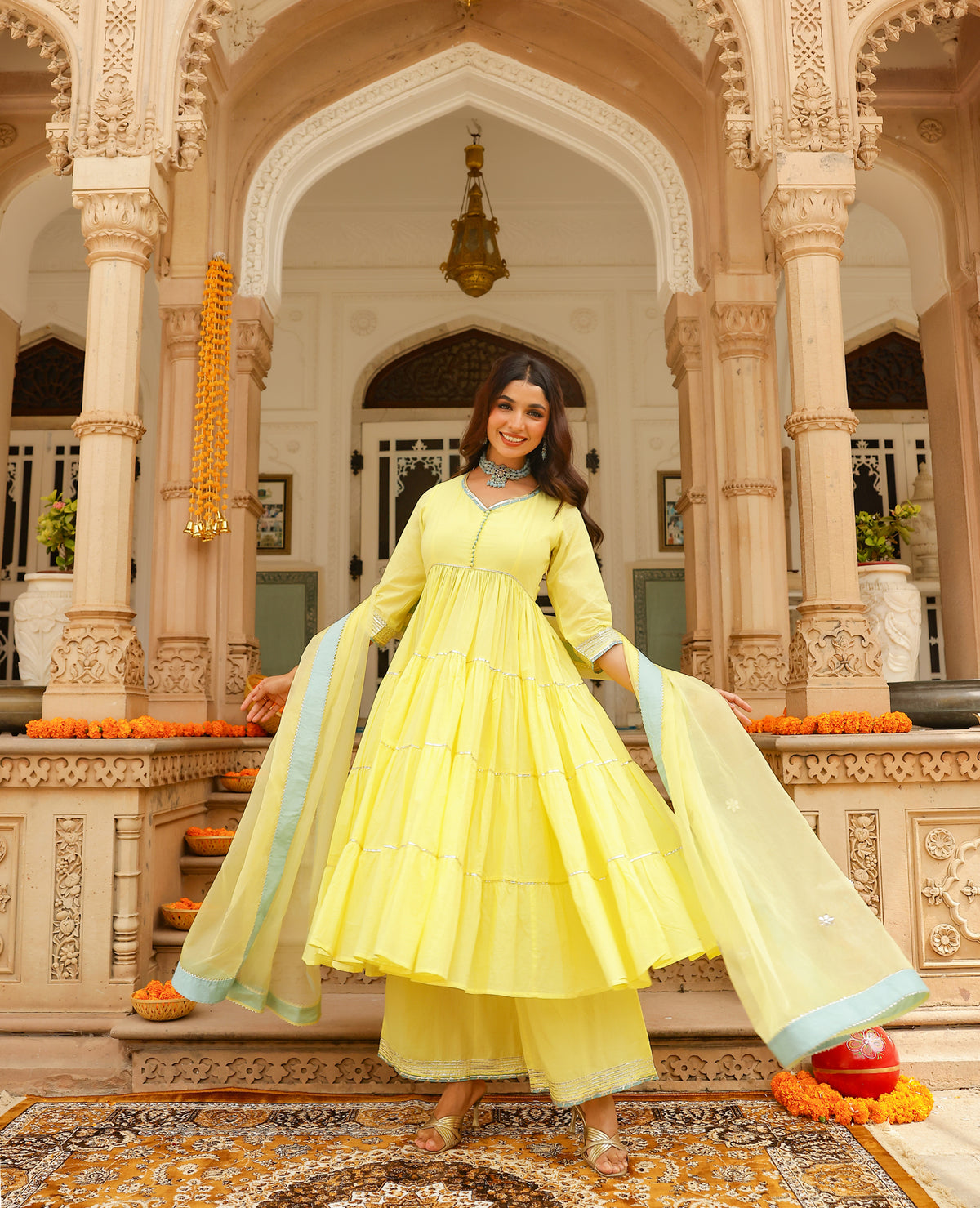 Butter Yellow Cotton Suit Set