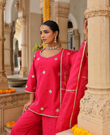 Kiran Pink Chanderi Suit Set