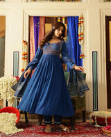 Ratnara Blue Rayon Crush Suit Set