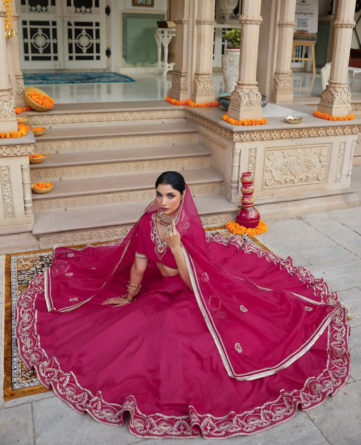 Mallika Pink Chanderi Lehenga Set