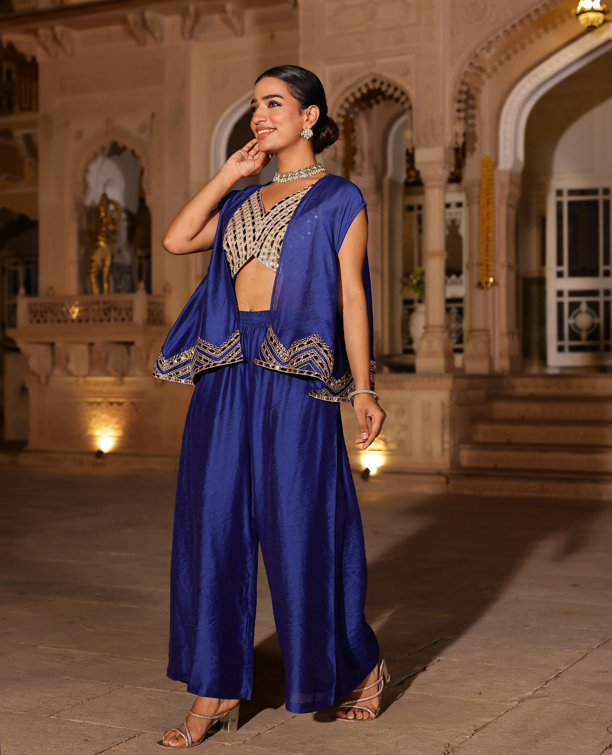 Sheesha Blue Chanderi Coord Set